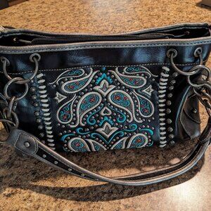 American Bling Western purse with concealed gun pocket and matching wallet